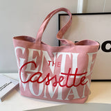 Damenhandtasche aus Canvas mit Buchstabendruck, modisch, große Kapazität, süße Umhängetasche