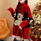 Weihnachtsrollkragenpullover Damen Mittellang