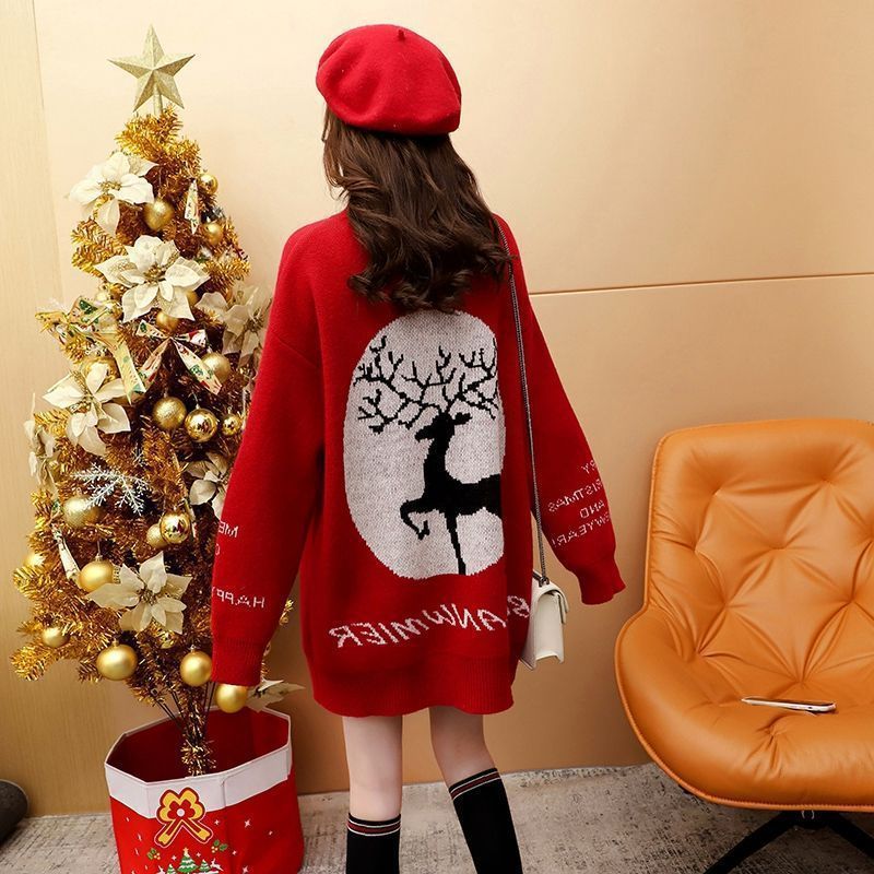 Koreanischen Stil Mittellange Pullover frauen Lose Alle-matching