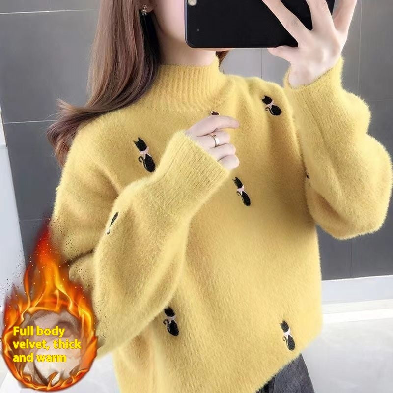 Wasserdicht Nerz Samt High Sense Damen Pullover Herbst Und Winter Neu