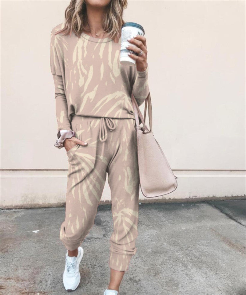 Printed Tie-dye Two-piece Fashion Casual Homewear