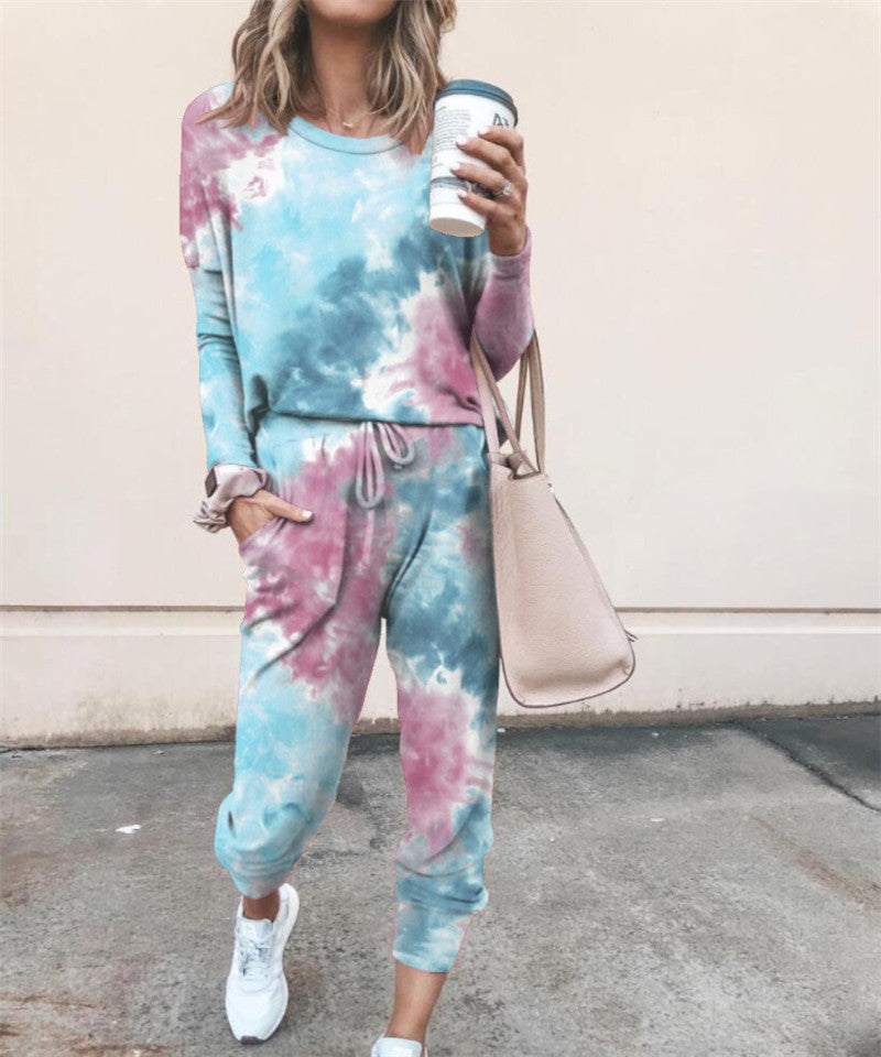 Printed Tie-dye Two-piece Fashion Casual Homewear