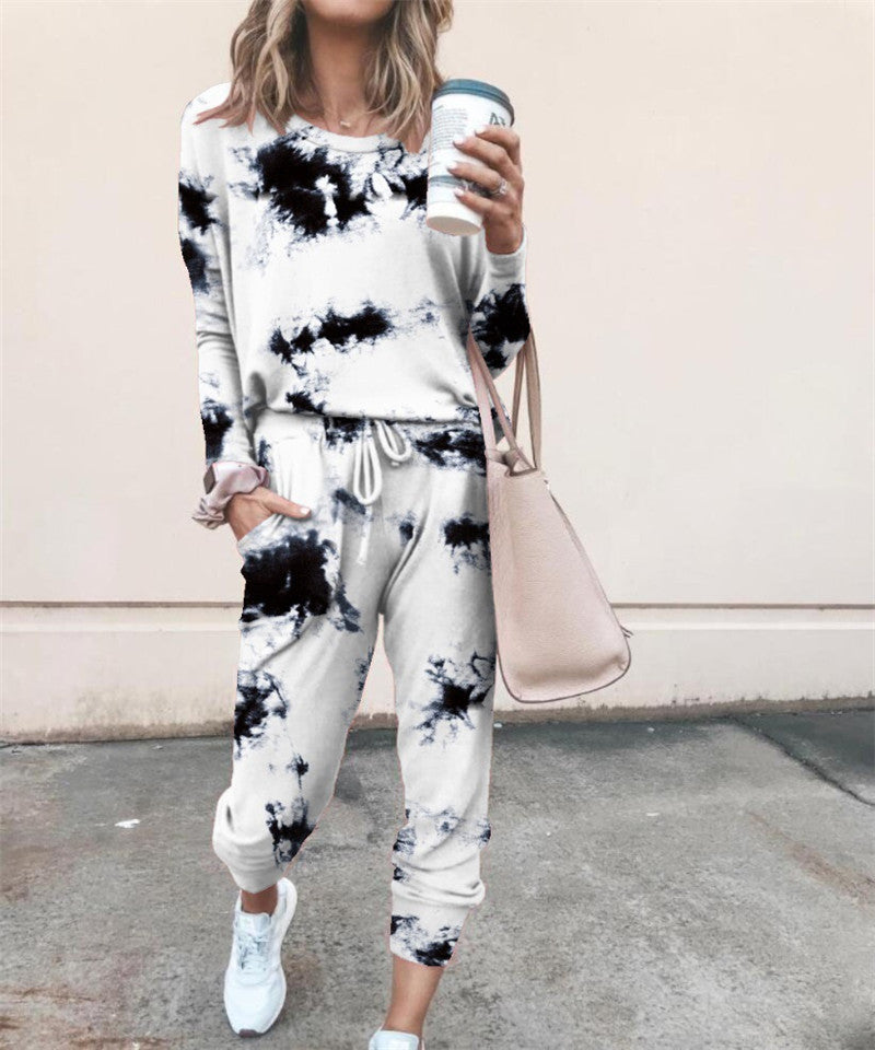 Printed Tie-dye Two-piece Fashion Casual Homewear