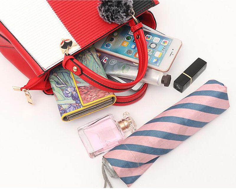 Bolso de mano con adornos de bolas de pelo para mujer, tipo patchwork, para fiesta, tipo mensajero, tipo bandolera, para hombro