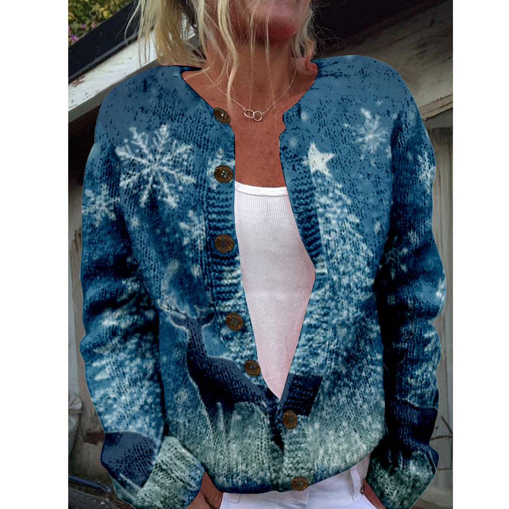 Suéter de mujer con elementos animales y cárdigan floral