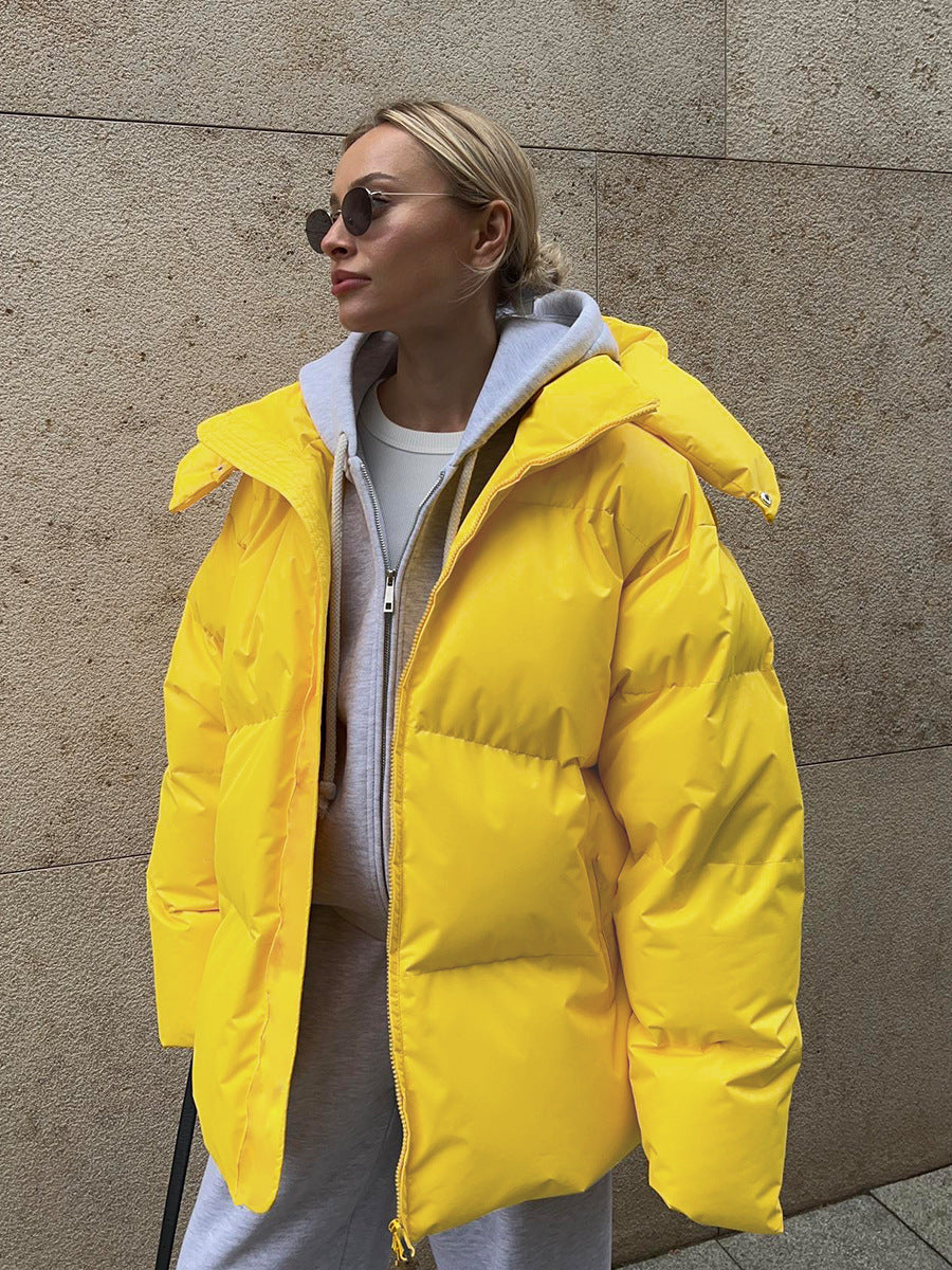 Mode Mantel Mit Abnehmbarer Kapuze Baumwolle Jacke Winter Warm