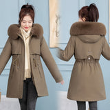 Mittellange, schlanke, modische, baumwollgefütterte Jacke für Damen