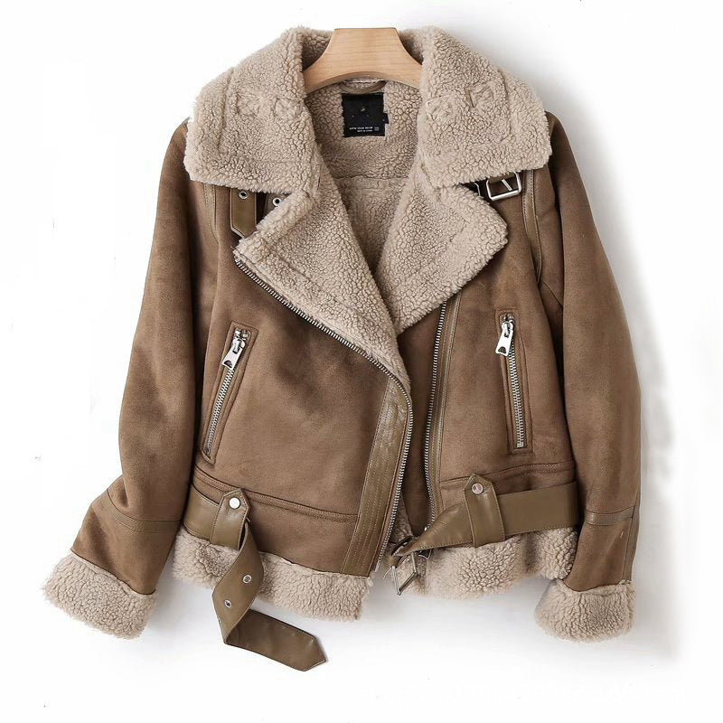WInter Revers Jacke Wildleder Lammwolle Warm