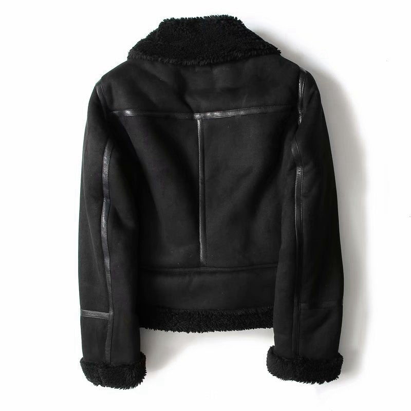 WInter Revers Jacke Wildleder Lammwolle Warm