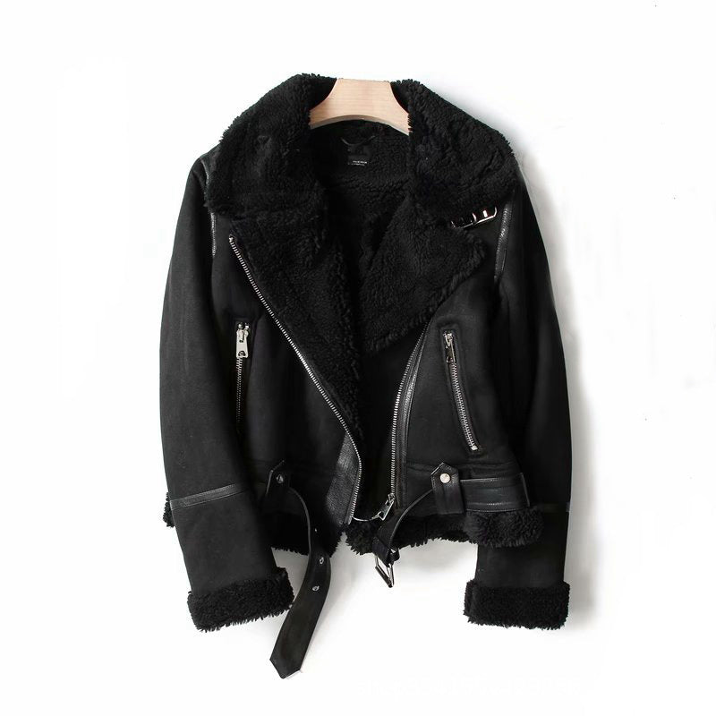 WInter Revers Jacke Wildleder Lammwolle Warm