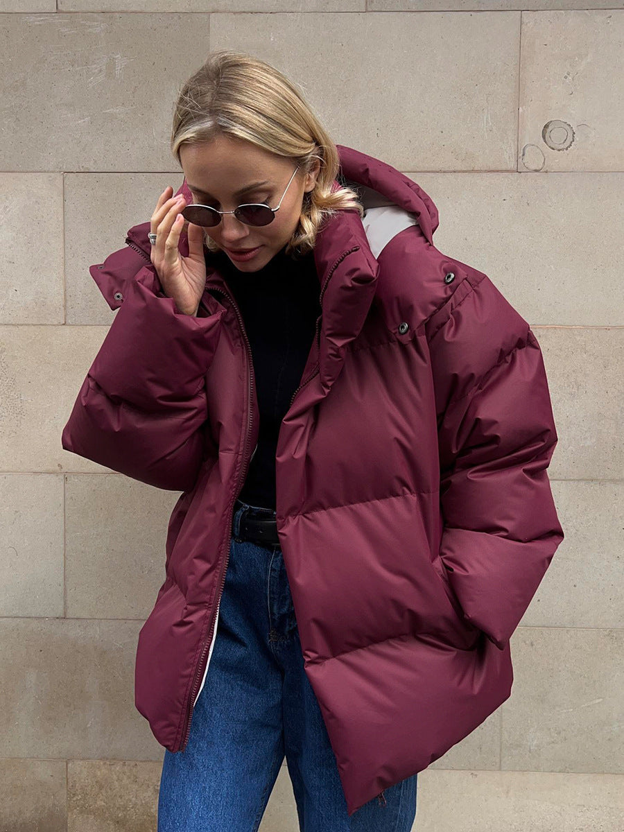 Mode Mantel Mit Abnehmbarer Kapuze Baumwolle Jacke Winter Warm