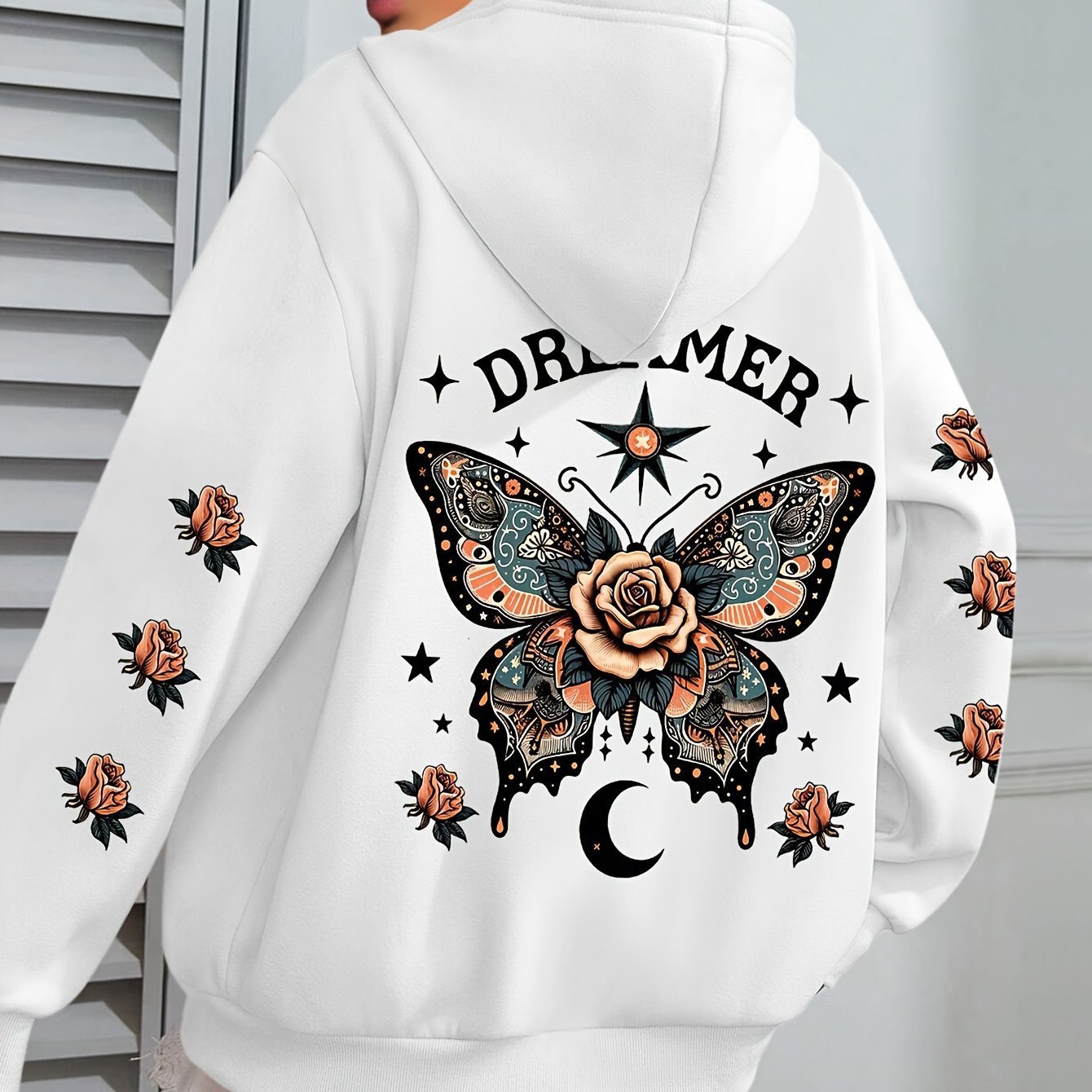 Kapuzenpullover mit Buchstabenmuster und Kordelzug