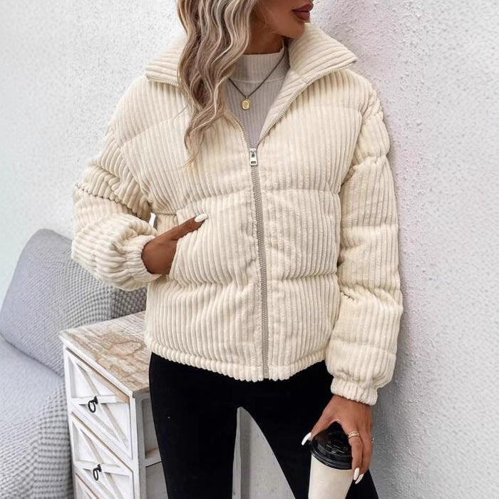 Chaqueta de pana cálida y elegante, informal y holgada
