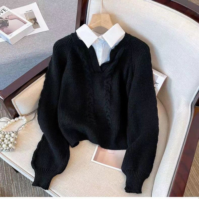 Gefälschte zweiteilige Pullover Herbst und Winter Damenbekleidung