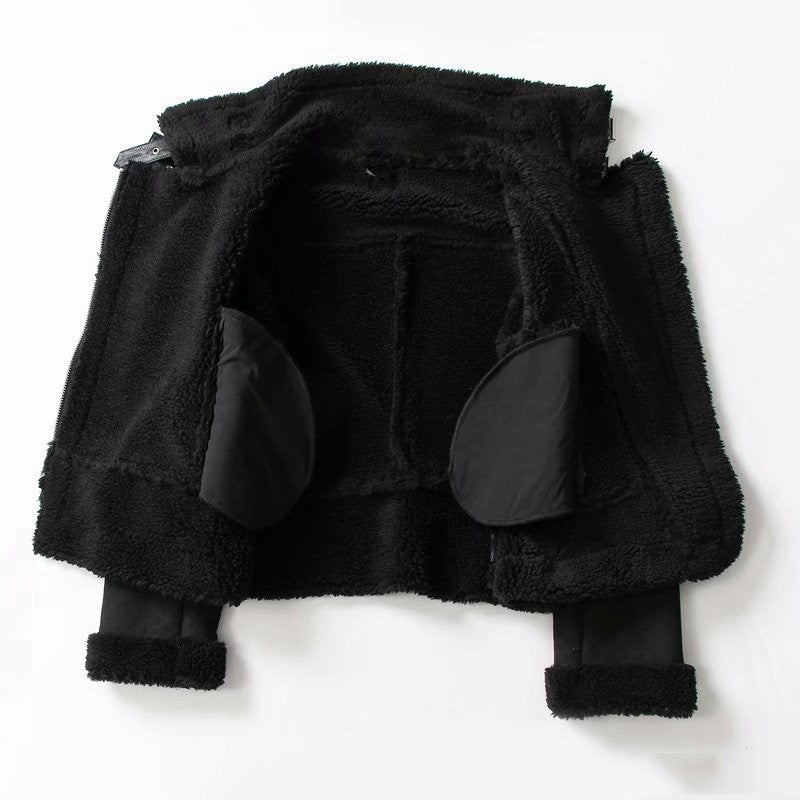 WInter Revers Jacke Wildleder Lammwolle Warm