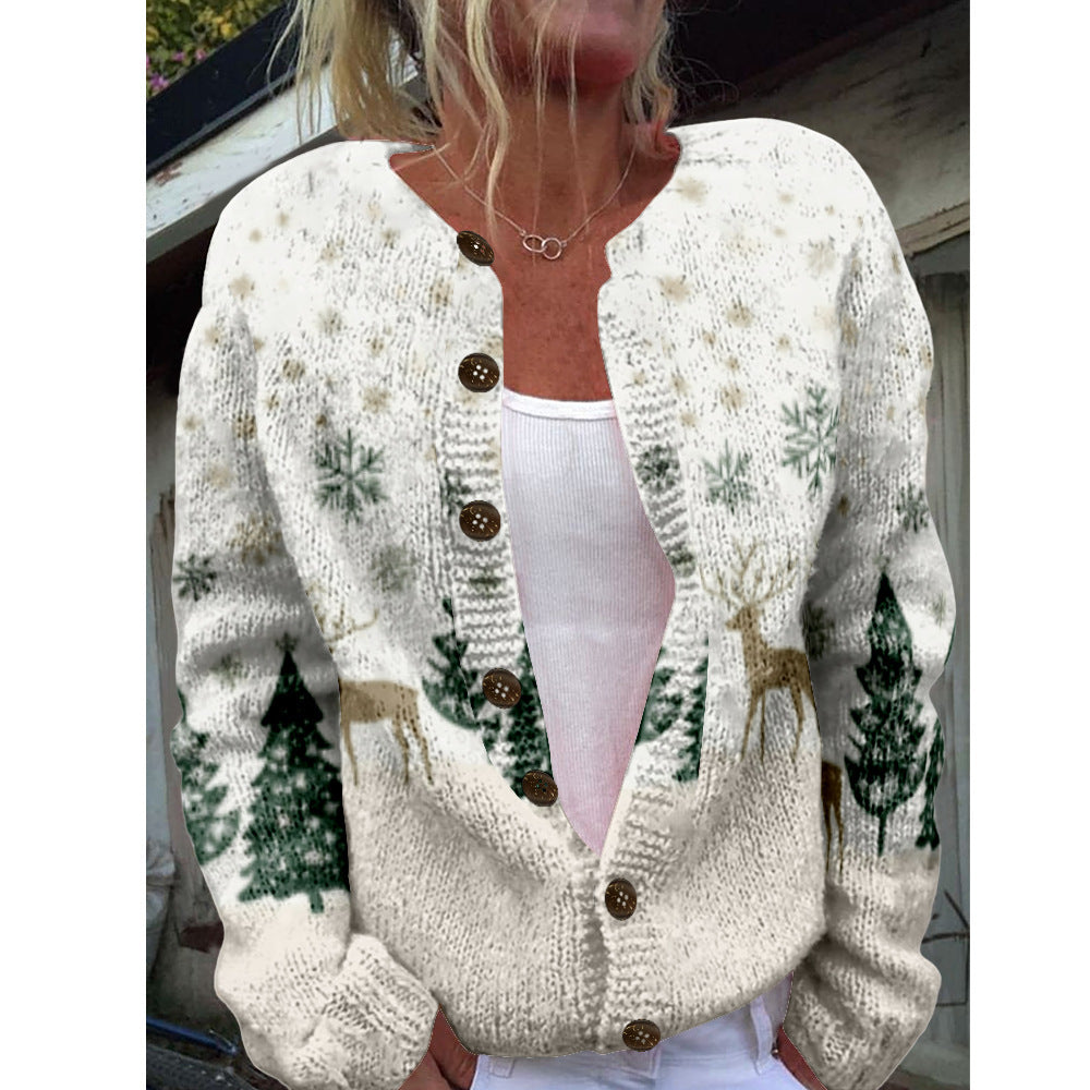 Suéter de mujer con elementos animales y cárdigan floral