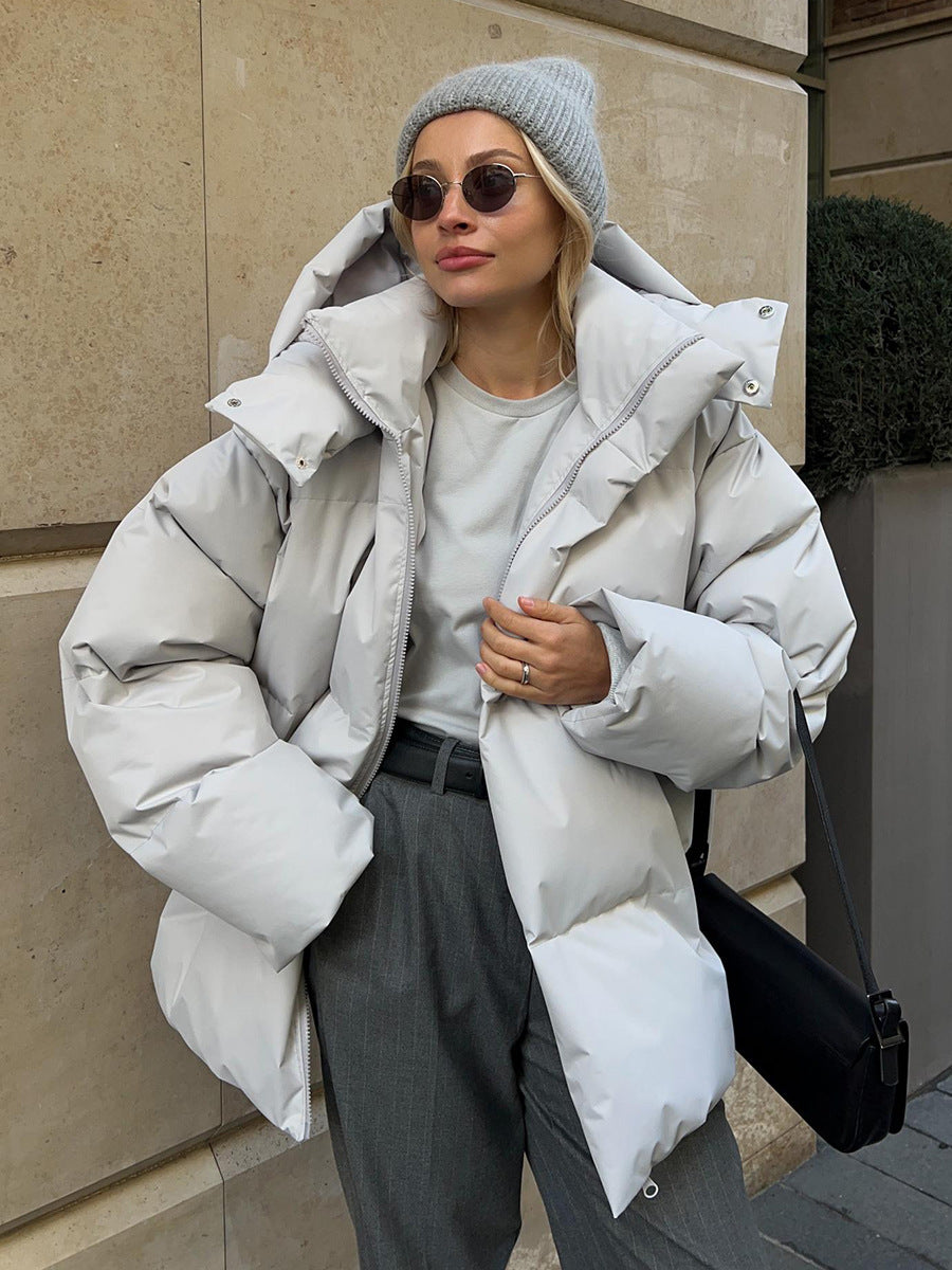 Mode Mantel Mit Abnehmbarer Kapuze Baumwolle Jacke Winter Warm