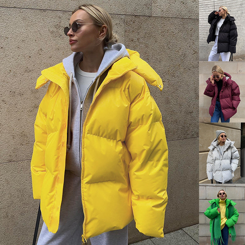 Mode Mantel Mit Abnehmbarer Kapuze Baumwolle Jacke Winter Warm
