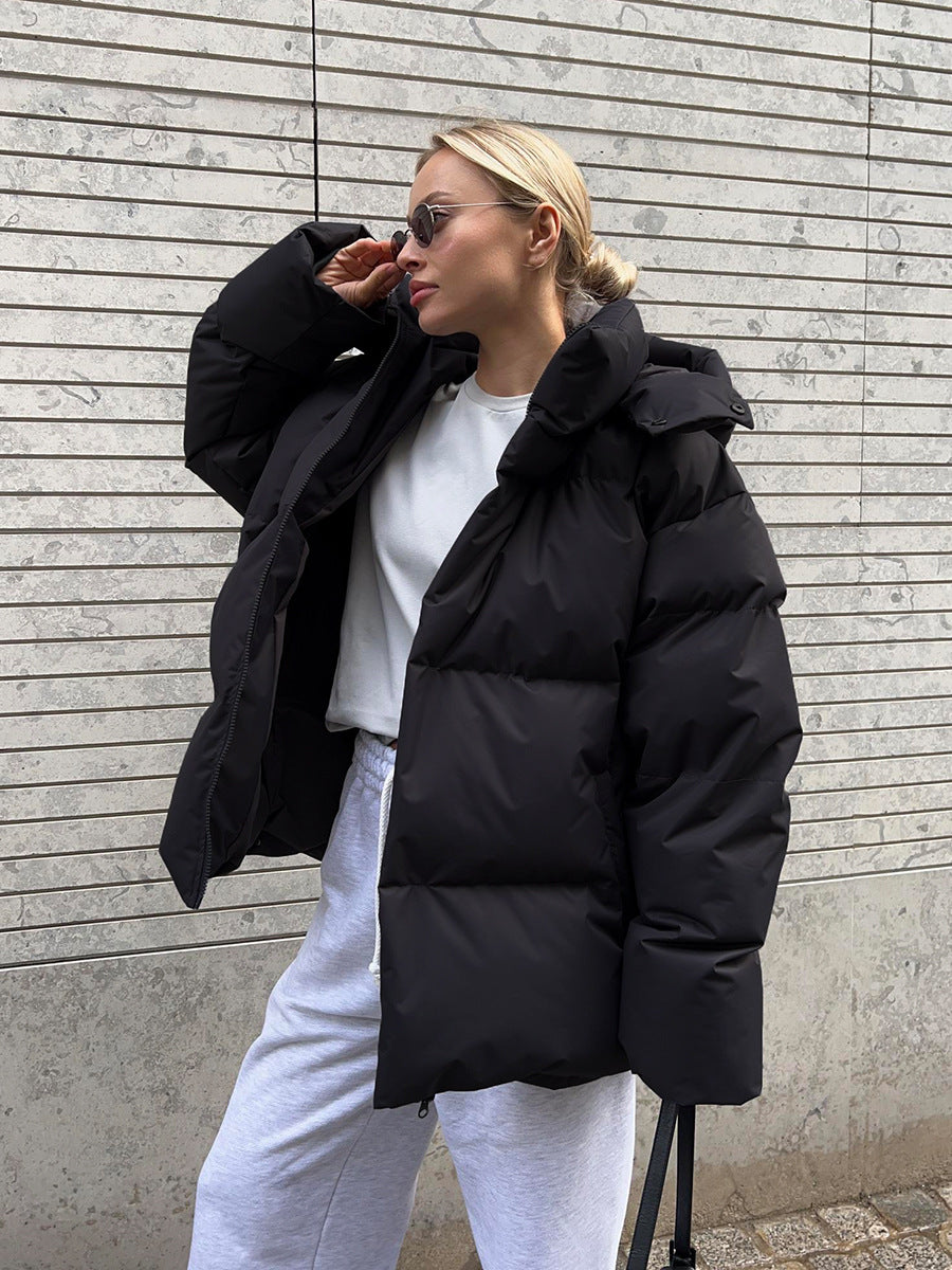 Mode Mantel Mit Abnehmbarer Kapuze Baumwolle Jacke Winter Warm