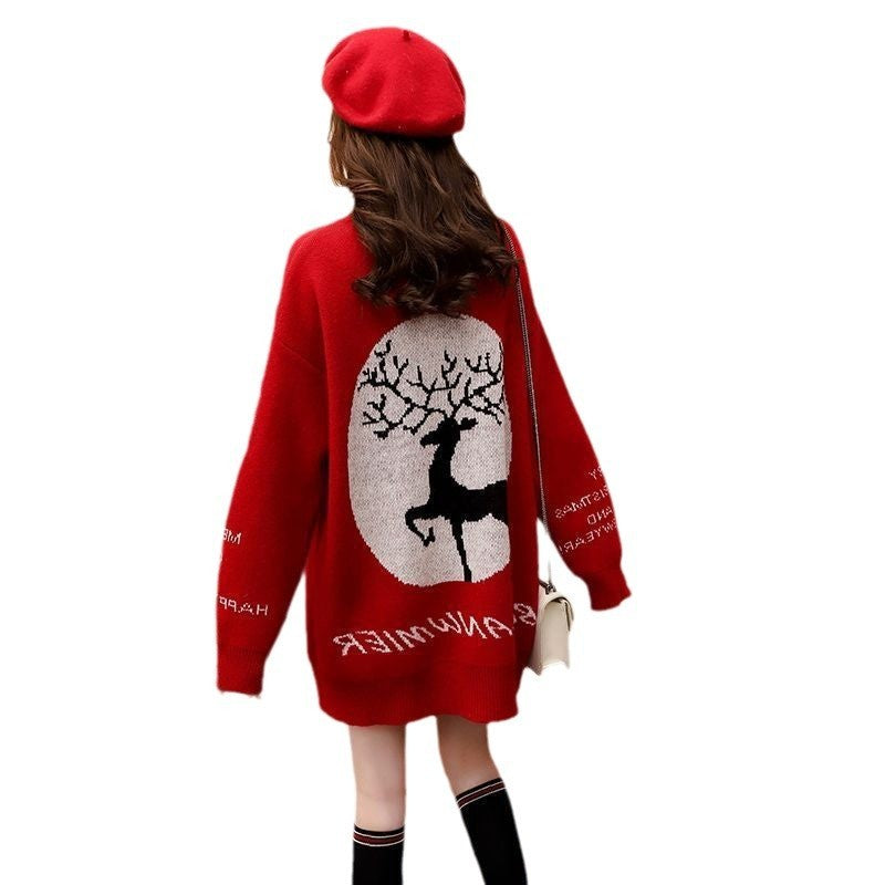 Koreanischen Stil Mittellange Pullover frauen Lose Alle-matching