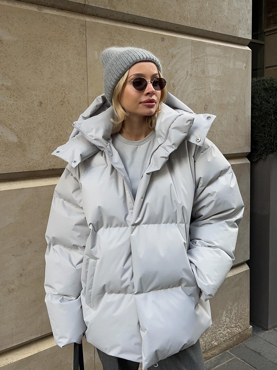 Mode Mantel Mit Abnehmbarer Kapuze Baumwolle Jacke Winter Warm