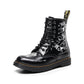 Personalized Hard Leather Skull Boots Men And Women Graffiti Leather Boots Round Head Motorcycle Shoes
