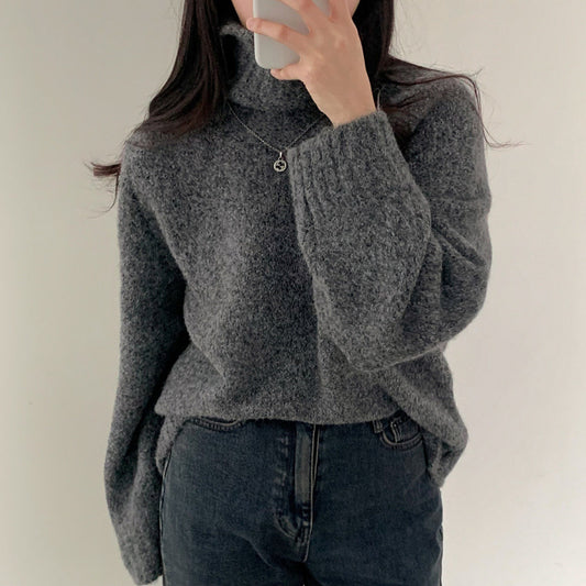 Retro Rollkragenpullover Warmer Pullover Bottoming Sweater Lockere Oberbekleidung
