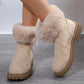 Botas de felpa cálidas, botas de nieve con cremallera lateral a la moda de invierno para mujer, zapatos de tacón bajo gruesos para exteriores