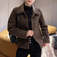 Chaqueta de cuero corta a juego de dos caras y de moda