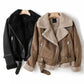 WInter Revers Jacke Wildleder Lammwolle Warm