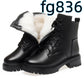 Zapatos casuales de piel de vaca con punta redonda, acolchados de algodón y cremallera lateral y tacón bajo para mujer
