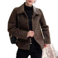 Chaqueta de cuero corta a juego de dos caras y de moda