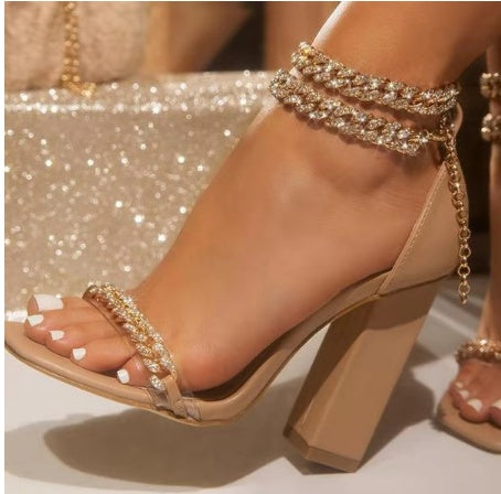Sandalias de mujer, zapatos casuales de verano con cadenas sexys para mujer