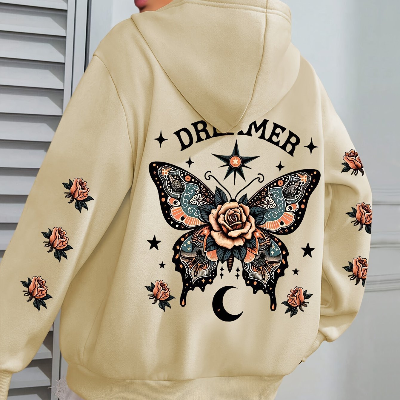 Sudadera con capucha y cordón informal con estampado de letras