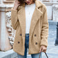 Chaqueta de invierno con botones y solapa suelta y esponjosa, tipo cárdigan, para mujer
