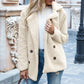 Chaqueta de invierno con botones y solapa suelta y esponjosa, tipo cárdigan, para mujer
