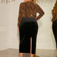 Plump Girls Extra Large V-neck Long Sleeve Stitching Women's Sheath Sexy Dress