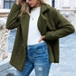 Chaqueta de invierno con botones y solapa suelta y esponjosa, tipo cárdigan, para mujer