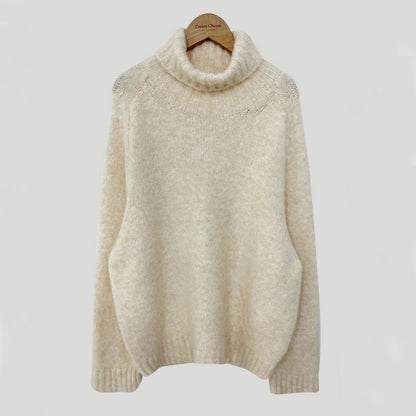 Suéter retro de cuello alto cálido, suéter de fondo, ropa exterior holgada
