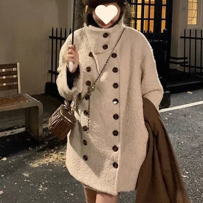 Chaqueta de algodón peludo de alta calidad, suave y de largo medio