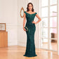 Green Sequined Sexy High Waist Fishtail Long Evening Dress