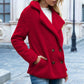 Chaqueta de invierno con botones y solapa suelta y esponjosa, tipo cárdigan, para mujer