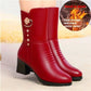 Botas de algodón para mujer, botas Martin de cuero suave, hasta la mitad de la pantorrilla para mujer