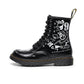 Personalized Hard Leather Skull Boots Men And Women Graffiti Leather Boots Round Head Motorcycle Shoes