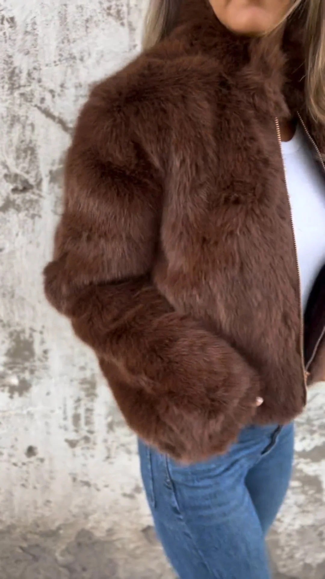 Fashion Stand Collar Plush Jacket Winter Casual