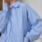 Women's Fashion Casual Blue Shirt Shorts Suit