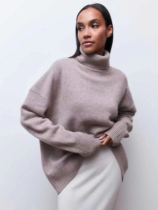 Soft And Comfortable High Polo Collar Solid Color Pullover