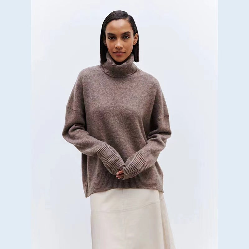 Soft And Comfortable High Polo Collar Solid Color Pullover