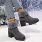 Botas cortas de mujer con tacón grueso, térmicas y engrosadas de terciopelo de nieve