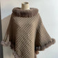 Rex Rabbit Fur Collar Shawl Cape Luxury Fur Cape Wraps Shawl Autumn Winter Fashion Graceful Cloak Outerwear Women Party Wedding Dress